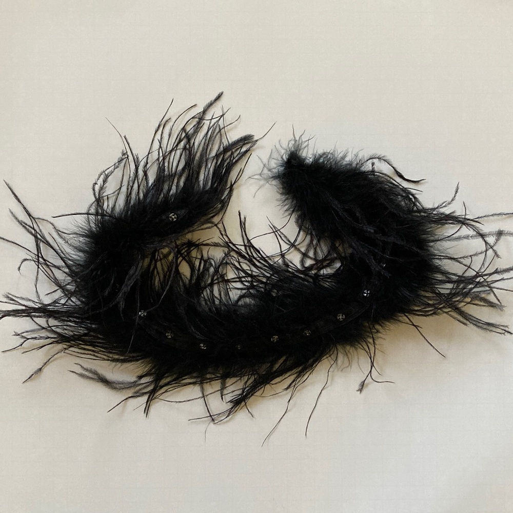 Sydney Easton Black Sleeveless Sweater/Detachable Feather Trim/XL/NEW/NEVER WORN - Picture 7 of 7